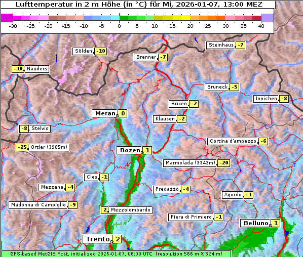 Temperatur, 7. 1. 2026