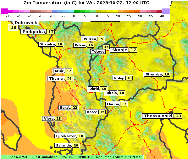 Temperatur, 22. 10. 2025
