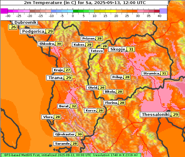 Temperatur, 13. 9. 2025
