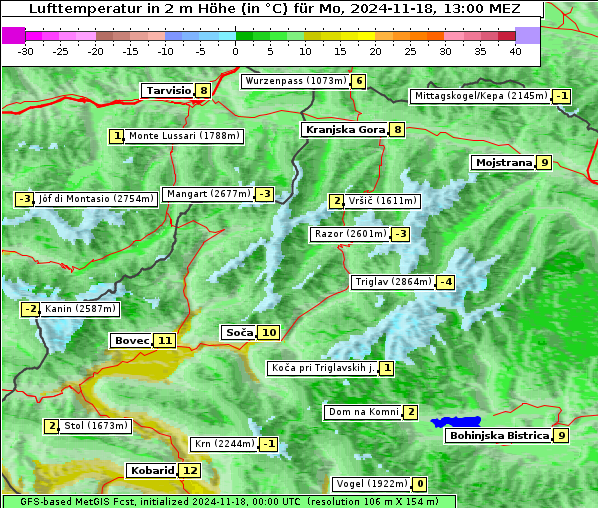 Temperatur, 18. 11. 2024