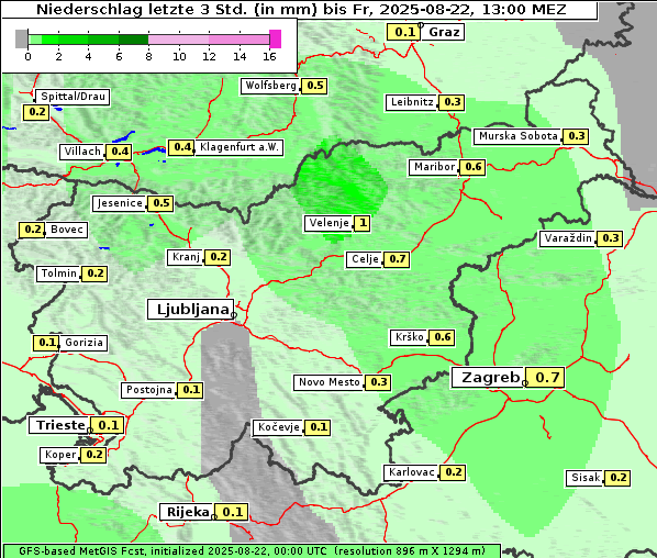 Niederschlag, 22. 8. 2025