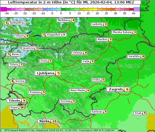 Temperatur, 4. 2. 2026