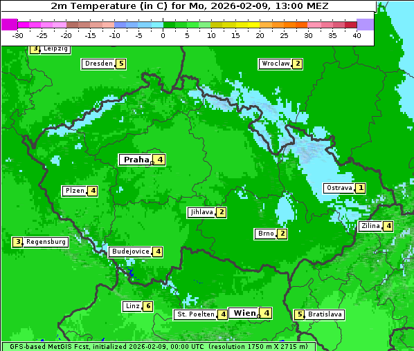 Temperatur, 9. 2. 2026