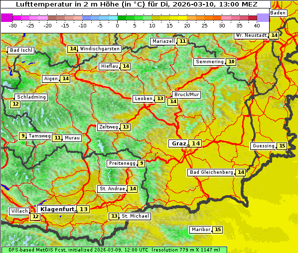 Temperatur, 10. 3. 2026