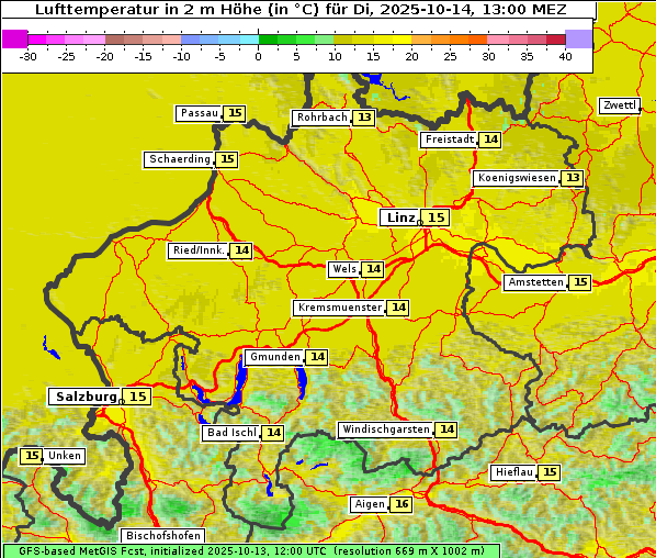Temperatur, 14. 10. 2025