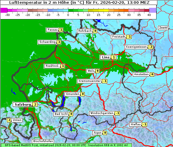 Temperatur, 20. 2. 2026