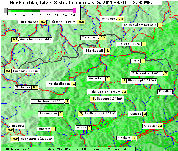 Niederschlag, 16. 9. 2025