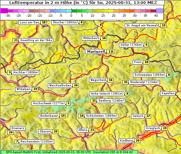 Temperatur, 31. 8. 2025