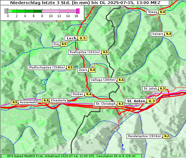 Niederschlag, 15. 7. 2025