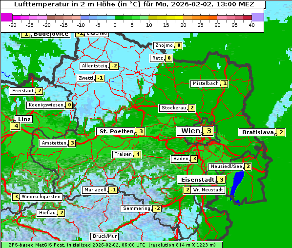 Temperatur, 2. 2. 2026
