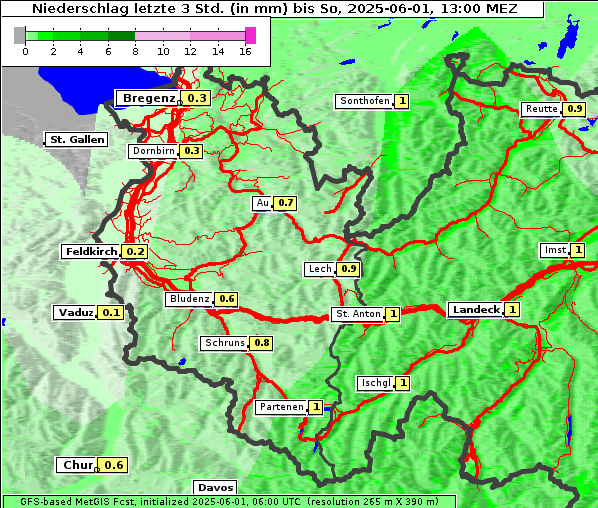 Niederschlag, 1. 6. 2025