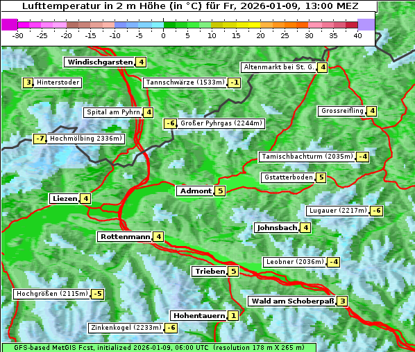 Temperatur, 9. 1. 2026