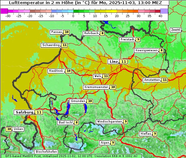 Temperatur, 3. 11. 2025