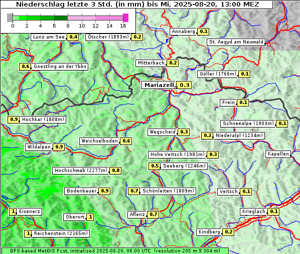 Niederschlag, 20. 8. 2025