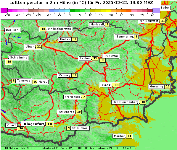 Temperatur, 12. 12. 2025