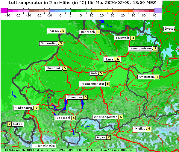 Temperatur, 9. 2. 2026