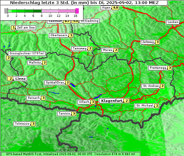 Niederschlag, 2. 9. 2025