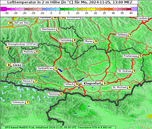 Temperatur, 25. 11. 2024