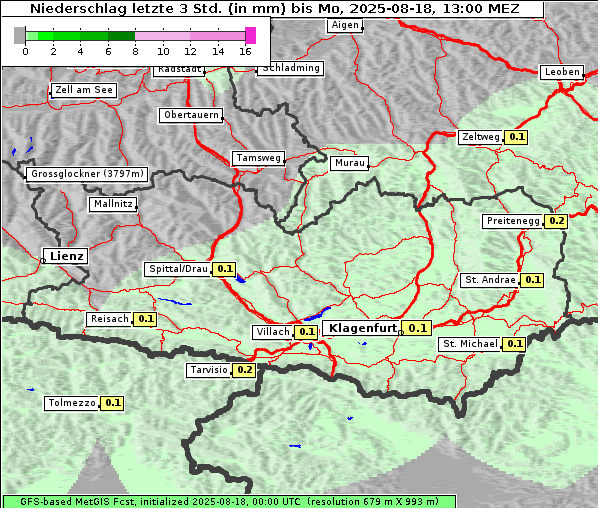 Niederschlag, 18. 8. 2025