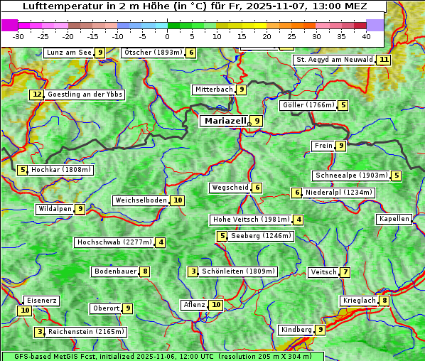 Temperatur, 7. 11. 2025