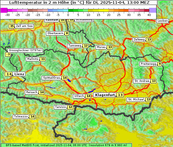 Temperatur, 4. 11. 2025