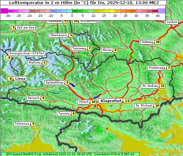 Temperatur, 18. 12. 2025