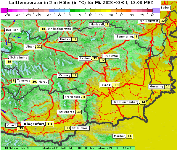 Temperatur, 4. 3. 2026
