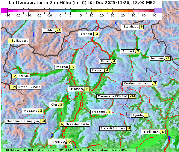 Temperatur, 20. 11. 2025