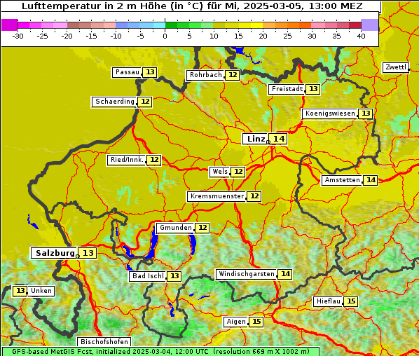 Temperatur, 5. 3. 2025