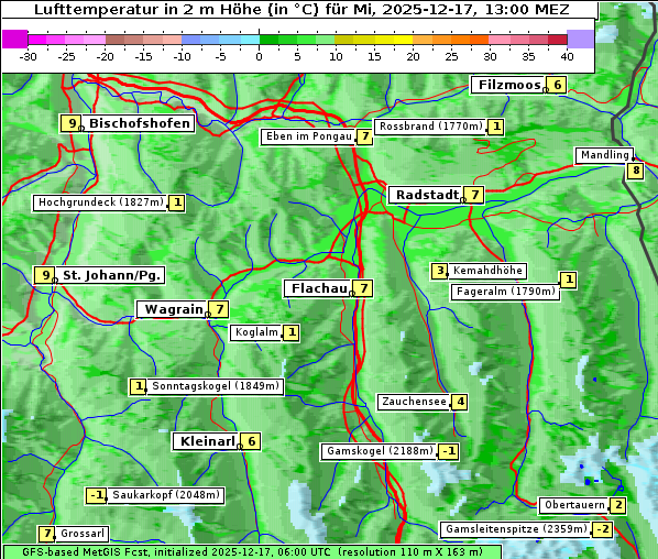 Temperatur, 17. 12. 2025