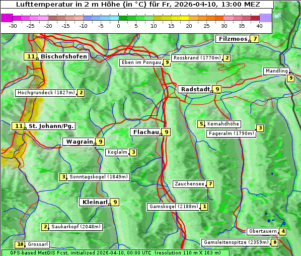 Temperatur, 10. 4. 2026