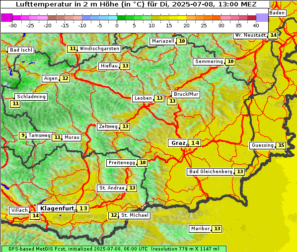 Temperatur, 8. 7. 2025
