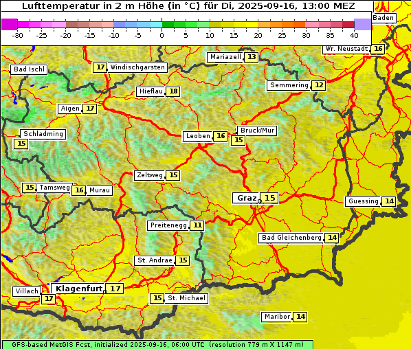 Temperatur, 16. 9. 2025