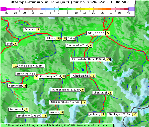 Temperatur, 5. 2. 2026