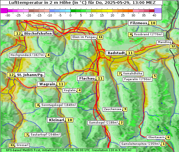 Temperatur, 29. 5. 2025