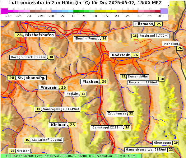 Temperatur, 12. 6. 2025