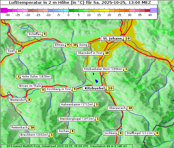 Temperatur, 25. 10. 2025