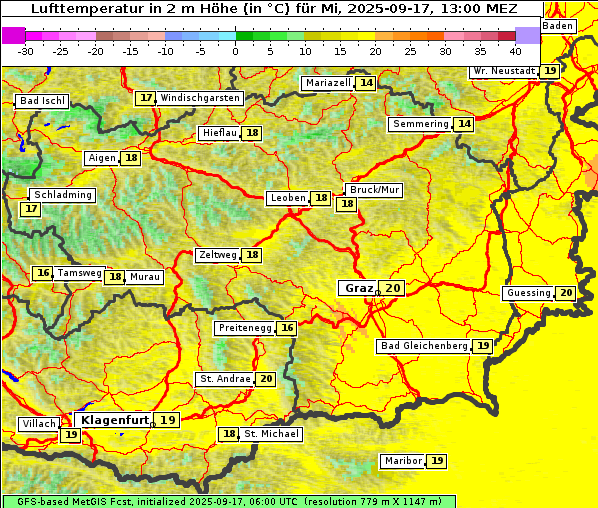 Temperatur, 17. 9. 2025
