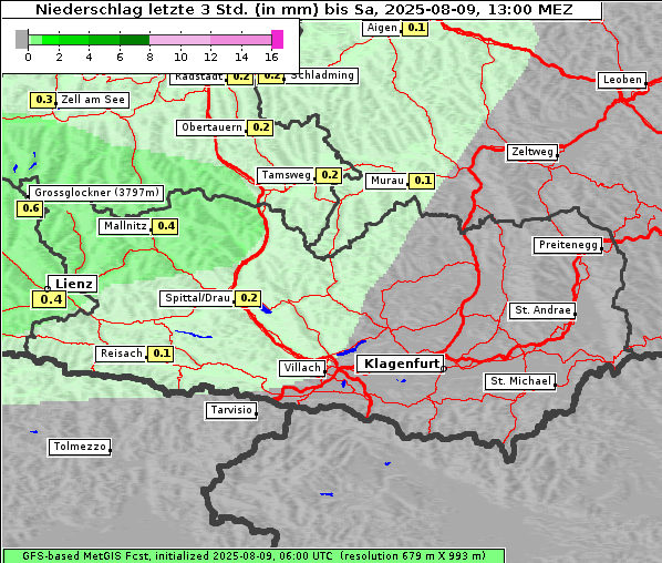 Niederschlag, 9. 8. 2025
