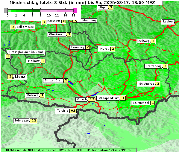 Niederschlag, 17. 8. 2025
