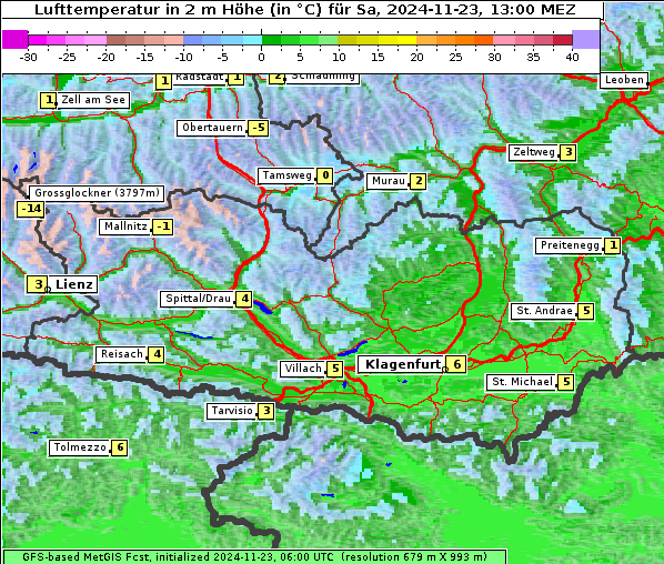 Temperatur, 23. 11. 2024