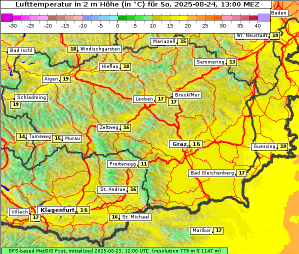Temperatur, 24. 8. 2025
