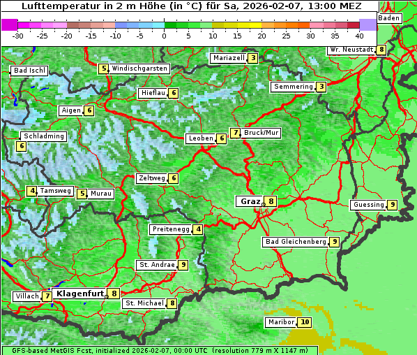 Temperatur, 7. 2. 2026