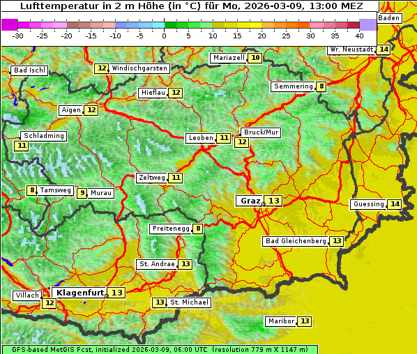 Temperatur, 9. 3. 2026