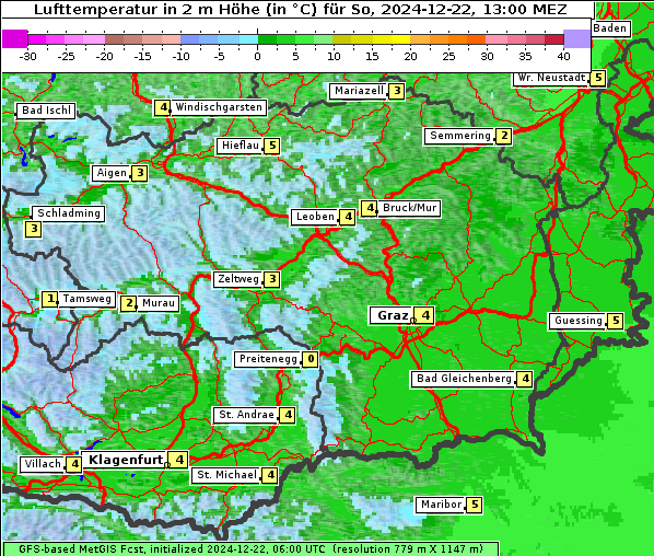 Temperatur, 22. 12. 2024