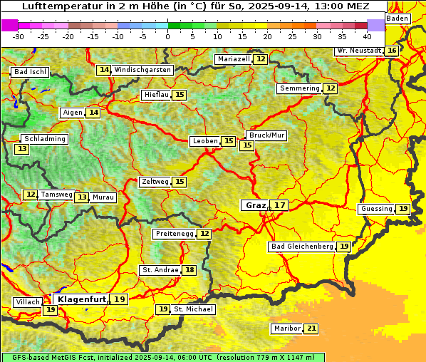 Temperatur, 14. 9. 2025