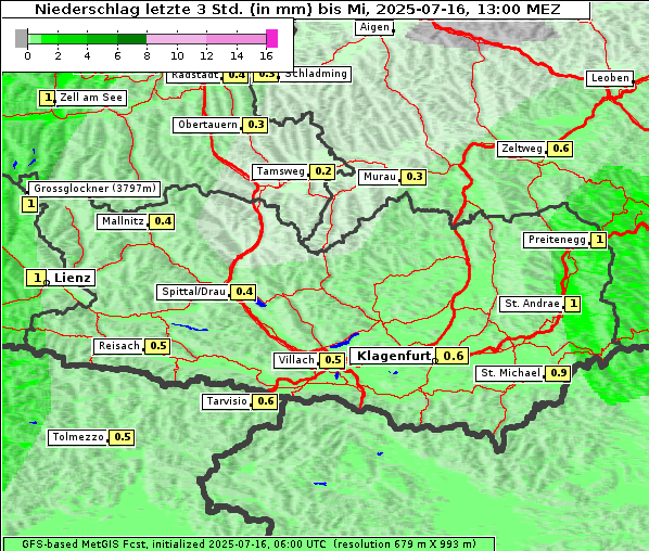 Niederschlag, 16. 7. 2025