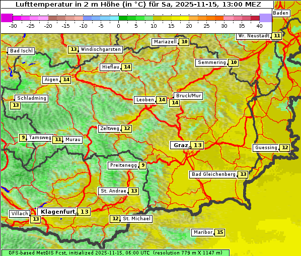 Temperatur, 15. 11. 2025