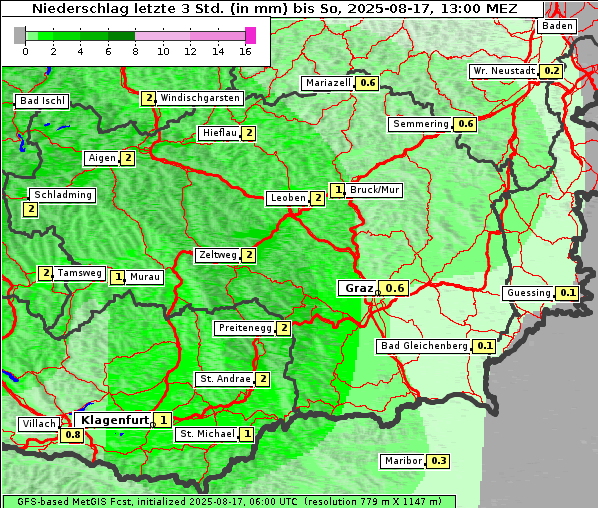 Niederschlag, 17. 8. 2025