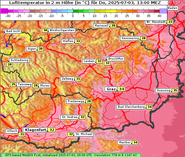 Temperatur, 3. 7. 2025